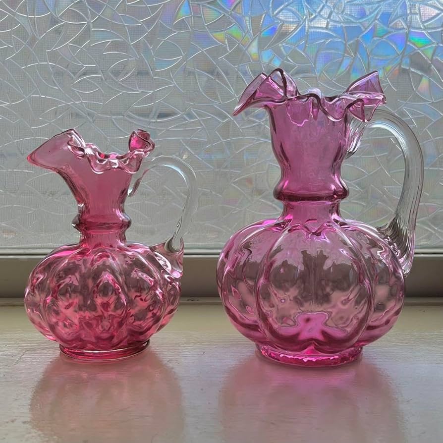 【希少】　Fenton フェントン　クランベリー ガラス 花瓶 希少】Fenton フェントンルビーオーバーレイクランベリー大